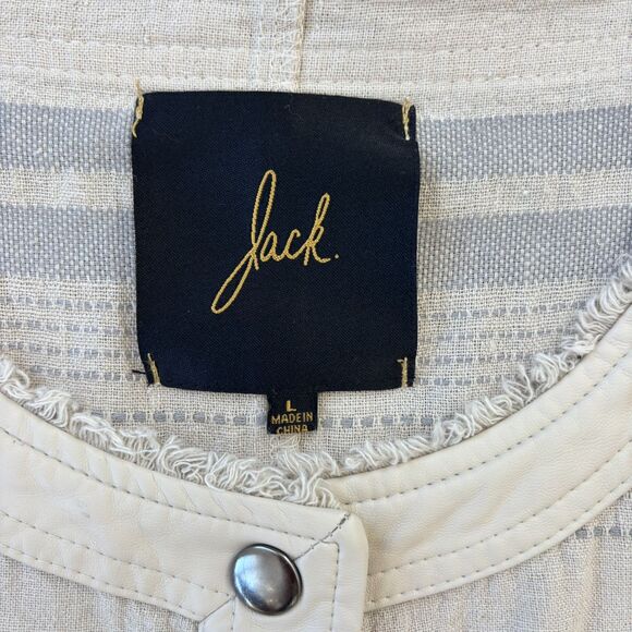 Jack BB Dakota Womens Striped Linen Blazer Jacket Size L Neutral Chic Coastal - Picture 4 of 13